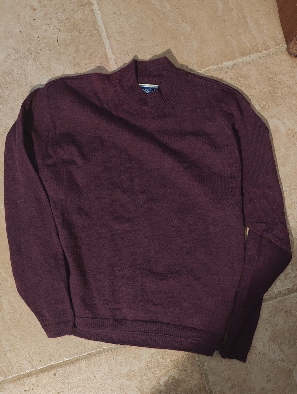 Pendleton Wool Crewneck Sweater in Heathered Deep Plum